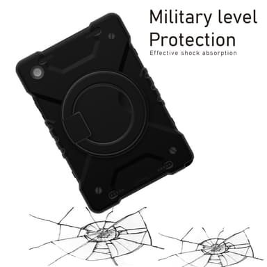 SKALO Samsung Tab A8 10.5 (2021/2022) Extra Stöttåligt Armor Ring Skal med Axelrem - Svart