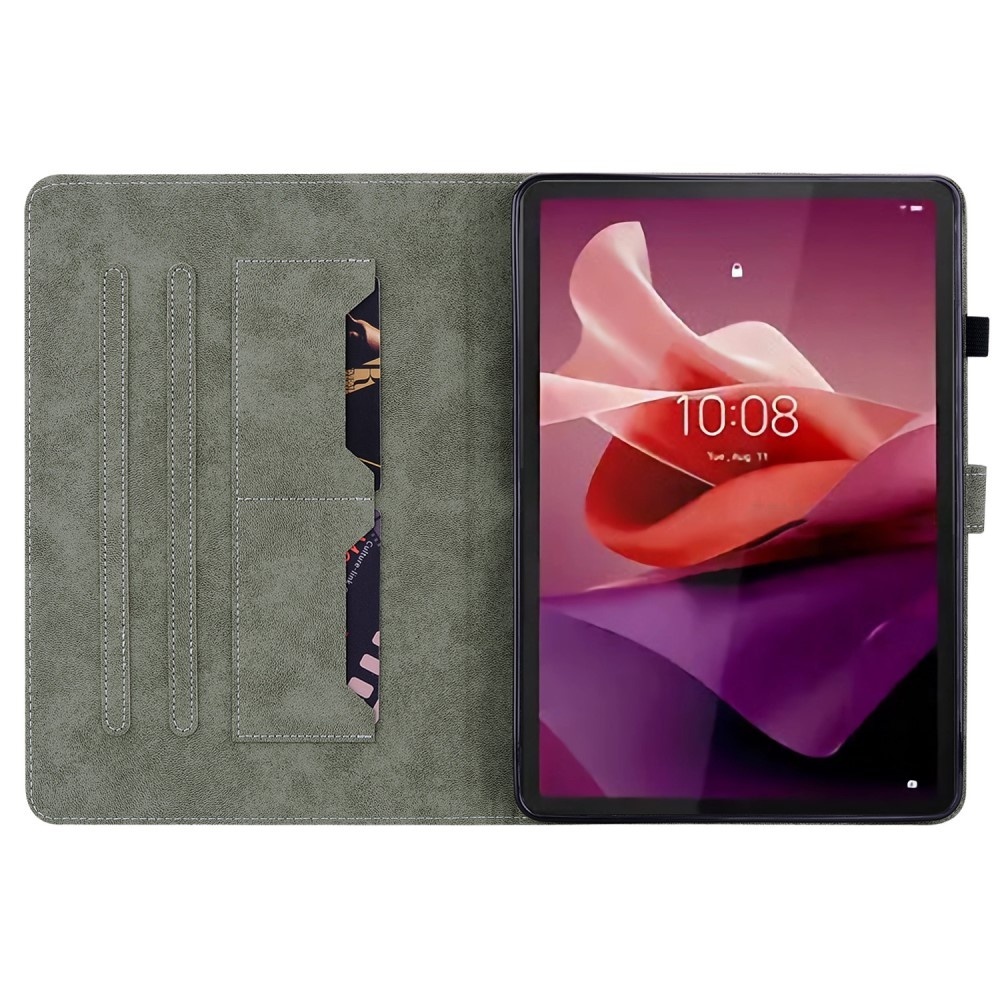 SKALO Lenovo Tab P12 Cute Tiger PU-Läder Fodral - Lila