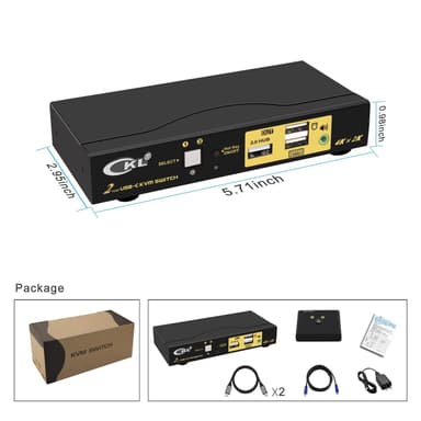 NÖRDIC 2 till 1 USB-C till HDMI 2.0 KVM Switch, 4K60Hz