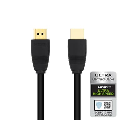 NÖRDIC CERTIFIED CABLES 1,5m Ultra High Speed HDMI 2.1 8K 60Hz 4K 120Hz 48Gbps Dynamic HDR eARC Game Mode VRR Dolby ATMOS nylonflätad guldpläterad