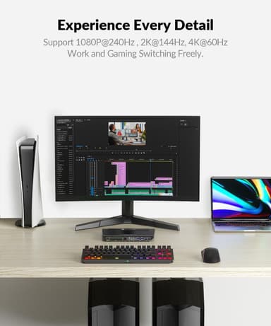 AV Access 4K USB-C & HDMI KVM-switch 4 datorer 1 bildskärm, 60W laddning för bärbar dator