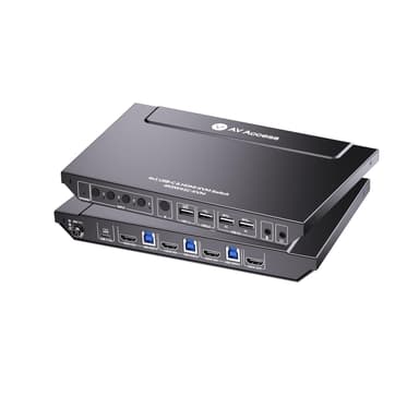 AV Access 4K USB-C & HDMI KVM-switch 4 datorer 1 bildskärm, 60W laddning för bärbar dator