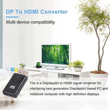 NÖRDIC Aktiv adapter Displayport1.2  hane till HDMI1.4b hona 4K 60Hz Eyefinity svart