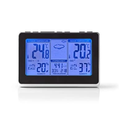 Nedis Väderstation | Inomhus & utomhus | Inklusive trådlös vädersensor | Väderprognos | Tidsdisplay | LCD-skärm | Alarmklockfunktion