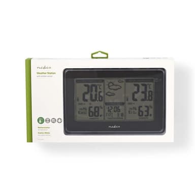 Nedis Väderstation | Inomhus & utomhus | Inklusive trådlös vädersensor | Väderprognos | Tidsdisplay | LCD-skärm | Alarmklockfunktion