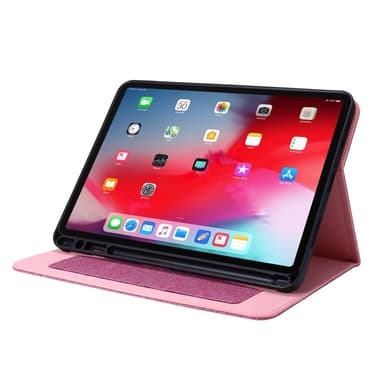 Till iPad Air 13 (2024) Vikbart fodral korthållare Tygtextur - Rosa