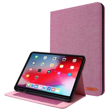 Till iPad Air 13 (2024) Vikbart fodral korthållare Tygtextur - Rosa