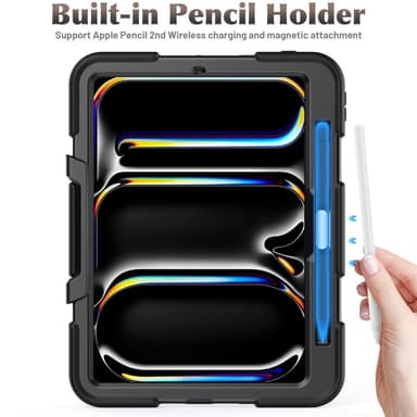 Till iPad Pro 11 (2024) Fodral Stativ Skämskydd PC+Silikon - Svart