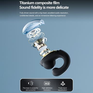 DAMIX Bluetooth 5.5 hörlurar Fingerprint Touch Clip-On trådlösa