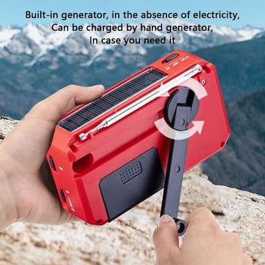 AM FM Radio Solar Laddning Handvev LED-Ficklampa PowerBank