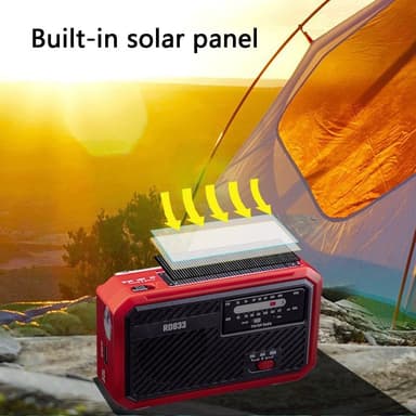 AM FM Radio Solar Laddning Handvev LED-Ficklampa PowerBank
