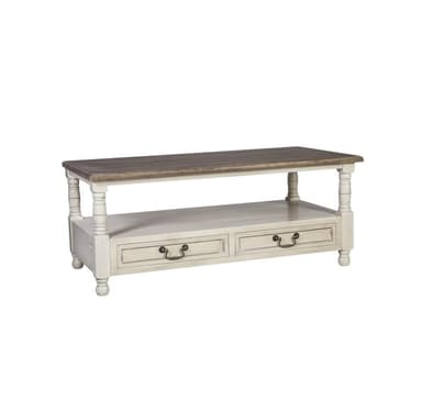Soffbord SAMIRA NYTT 110x55,5xH45cm, antikvitt/naturligt