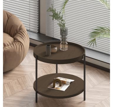 Soffbord CINDY D50xH45cm, melamin ljus valnöt