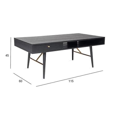 Soffbord LUXEMBOURG 115x60xH45cm, svart