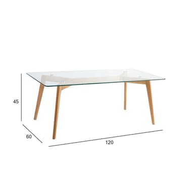 Soffbord HELENA 120x60xH45cm, glas