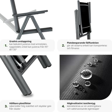 tectake Matgrupp i Aluminium med 6 stolar - antracit