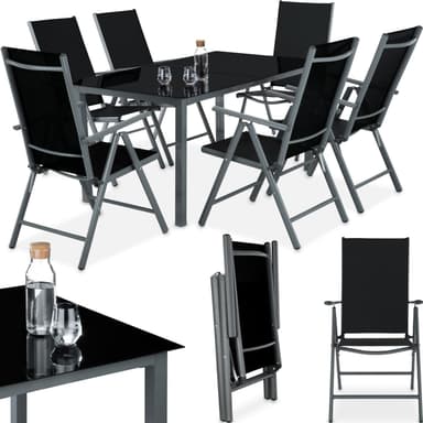 tectake Matgrupp i Aluminium med 6 stolar - antracit