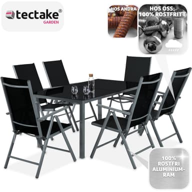 tectake Matgrupp i Aluminium med 6 stolar - antracit