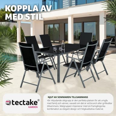 tectake Matgrupp i Aluminium med 6 stolar - antracit