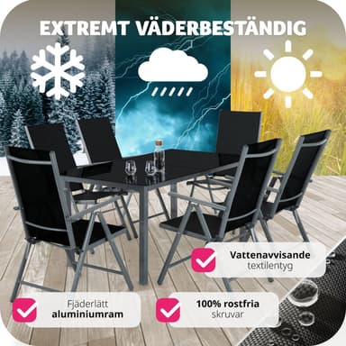 tectake Matgrupp i Aluminium med 6 stolar - antracit