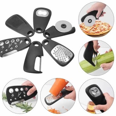 6-i-1 Pizza Cutter konservöppnare Vitlöksmätare Skalare etc