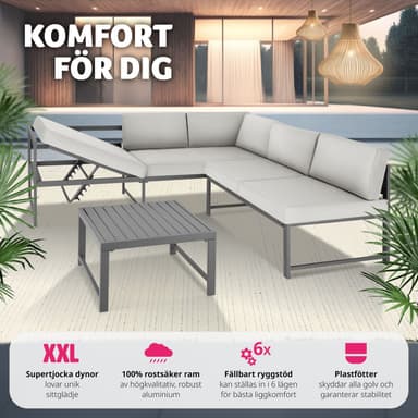 tectake Soffgrupp Faro med bord - grå