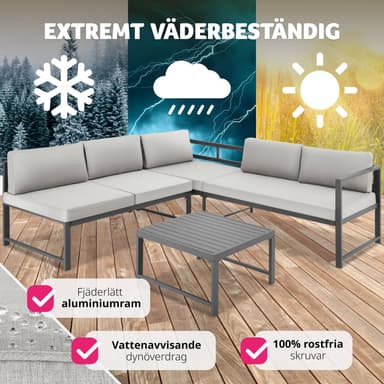 tectake Soffgrupp Faro med bord - grå