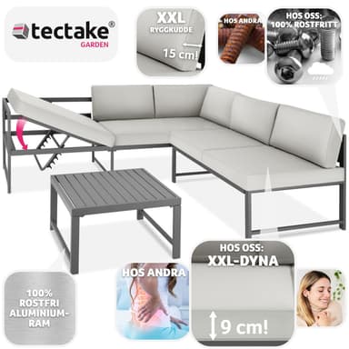 tectake Soffgrupp Faro med bord - grå
