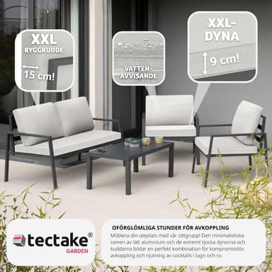 tectake Sittgrupp Göteborg med bord - ljusgrå