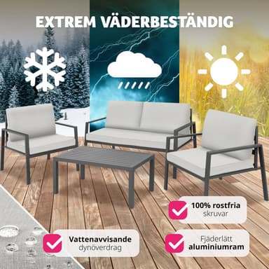 tectake Sittgrupp Göteborg med bord - ljusgrå