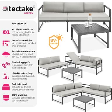 tectake Soffgrupp Faro med bord - grå