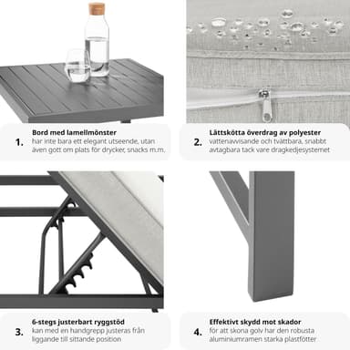 tectake Soffgrupp Faro med bord - grå