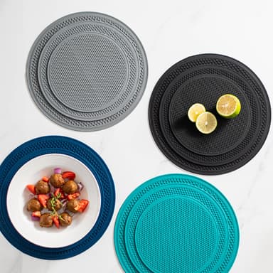 Halkskyddande värmebeständigt silikonunderlägg set (3-pack) Ljusgrå