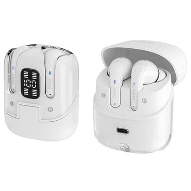 Bluetooth trådlösa hörlurar 4st! brusreducerande headset - Vit