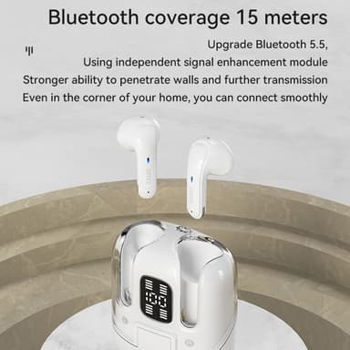 Bluetooth trådlösa hörlurar 4st! brusreducerande headset - Svart