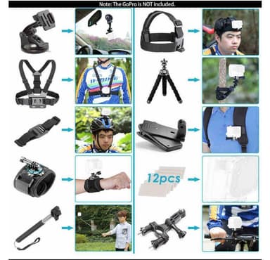 20-i-1 Tillbehör för GoPro Hero 8/9, DJI Svart