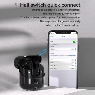 Bluetooth trådlösa hörlurar 4st! brusreducerande headset - Svart