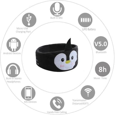 Bluetooth 5.0 Sovhörlurar / sovmask med Bluetooth-hörlurar Svart