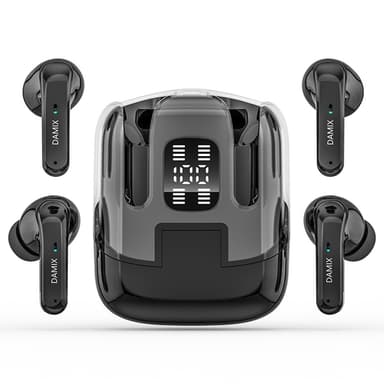 Bluetooth trådlösa hörlurar 4st! brusreducerande headset - Svart