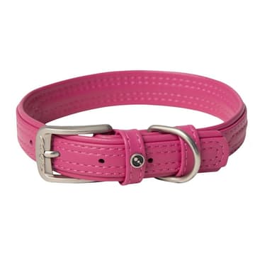 Hundhalsband med 20 mm stift i läder, rosa