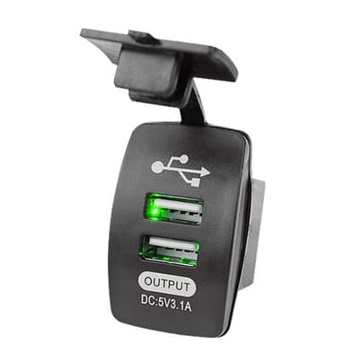 Båtformad dubbel USB billaddare Svart+gräsfärg
