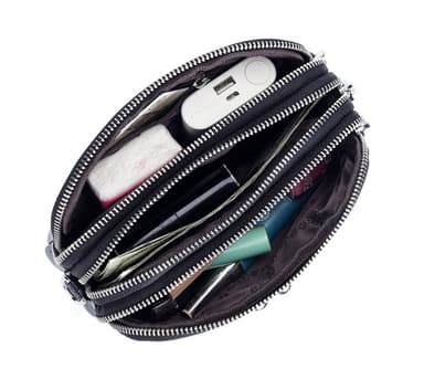 Ny Crossbody-väska med tre dragkedjor för kvinnor Svart