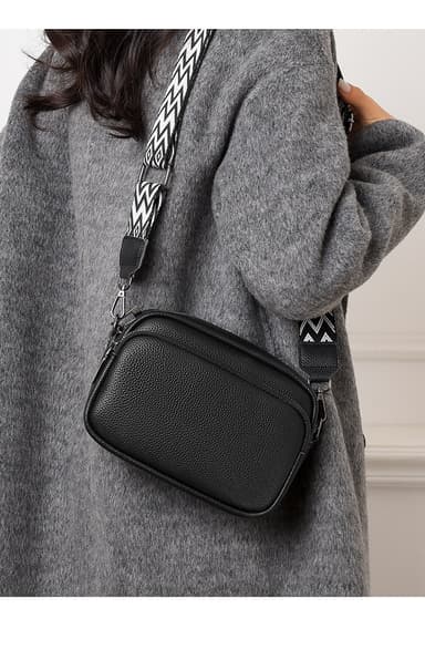 INF Crossbody-väskor för kvinnor, justerbar remväska i PU-läder Svart