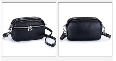 Ny Crossbody-väska med tre dragkedjor för kvinnor Svart