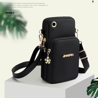 Multifunktionell Mobilväska med Crossbody-rem Svart