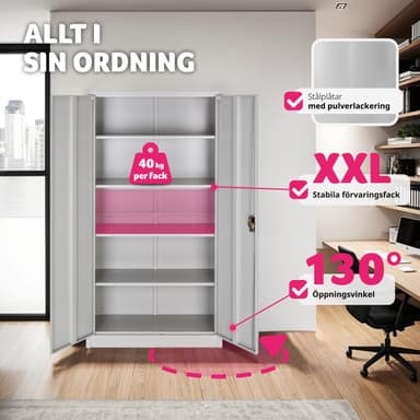 tectake Förvaringsskåp med 5 fack 40x80x180 cm - grå