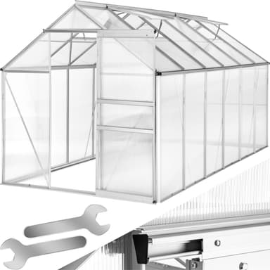 tectake Aluminiumväxthus utan fundament - 375 x 185 x 195 cm