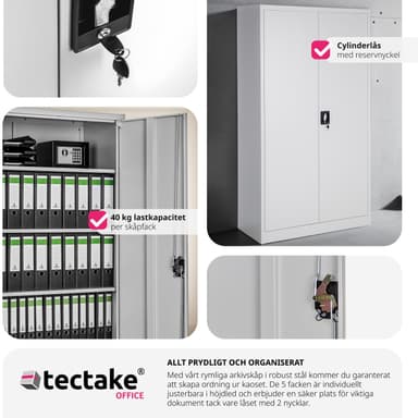 tectake Förvaringsskåp med 5 fack 40x80x180 cm - grå