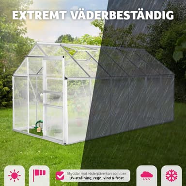 tectake Aluminiumväxthus utan fundament - 375 x 185 x 195 cm