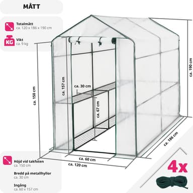 tectake Växthus med presenning - vit